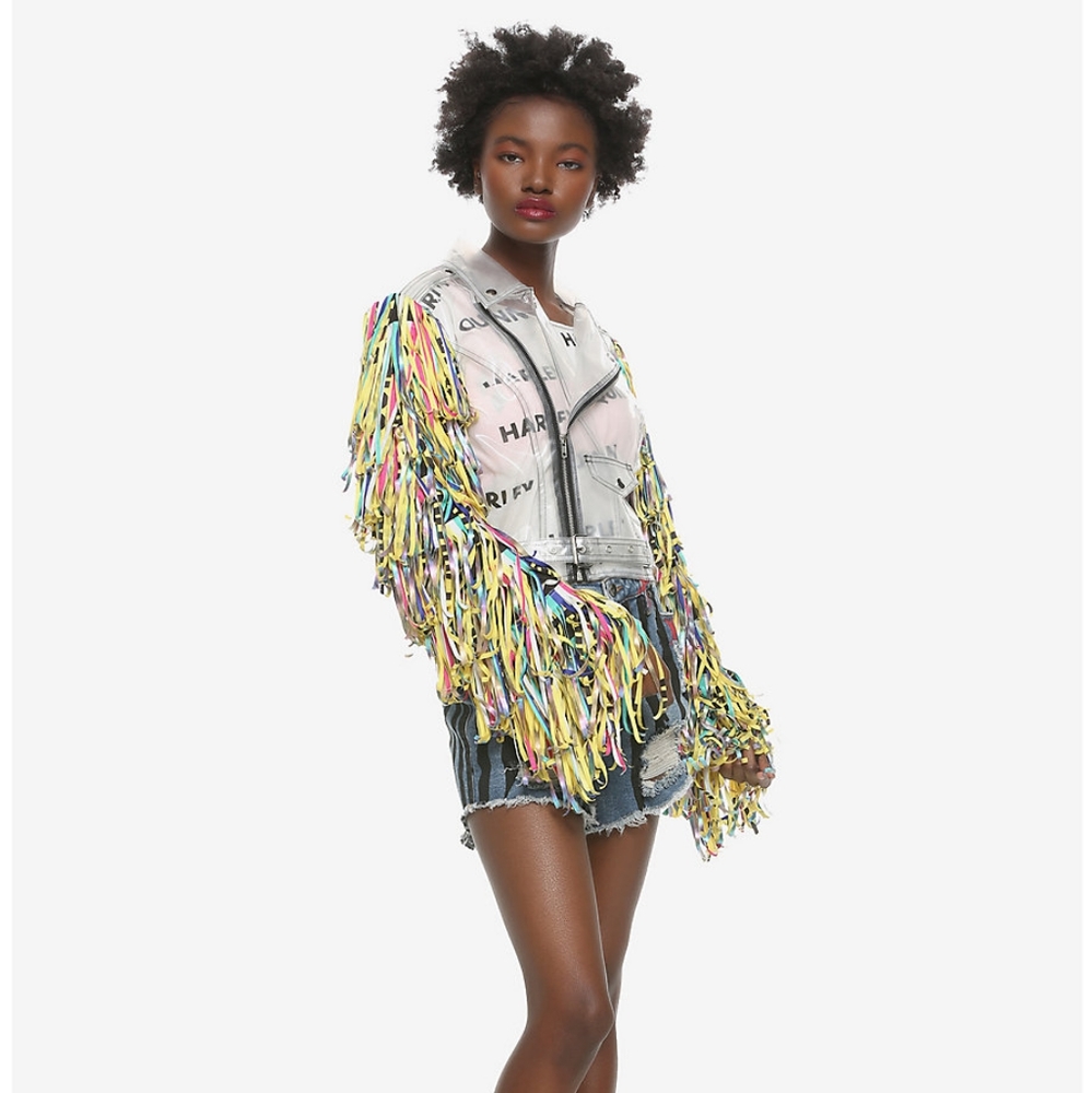 DC Comics Birds Of Prey Harley Quinn Caution Tape Girls Cosplay Jacket